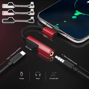 Type-C To 3.5mm And Charger 2 In 1 Headphone AUX Audio Jack USB C Cable Adapte L - Picture 1 of 17