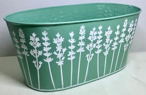 New Painted Enamel Decorative Tin Trough Planter Vintage Style Storage Bin 11" - Picture 1 of 6