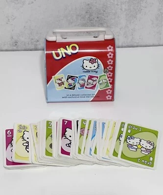 Hello Kitty Uno Deluxe Collector Travel Case Sanrio 2003 106 Cards Incomplete - Image 1 of 4