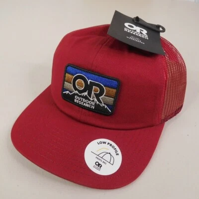 Outdoor Research Hat Snapback Mesh Trucker Cap Advocate Stripe Patch Brick Red Foto 1 de 4