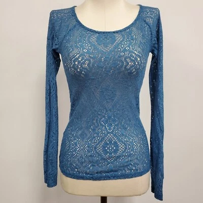 Top de Festival Mudd Para Mujer Y2K Crochet Talla XS Azul Boho Hippie Playa Elástico Foto 1 de 4