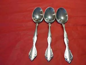 3 Oneida SATIN CANTATA 18/8 Stainless Steel Oval Soup Spoons U.S.A. - Picture 1 of 1