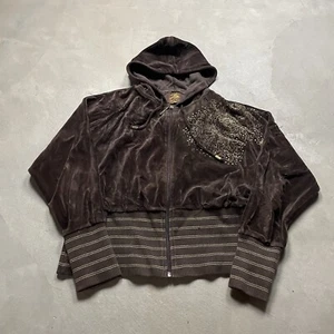 Vintage Southpole Velour Y2K Hoodie XXL Full Zip Rhinestones Women’s Hip Hop - Picture 1 of 8