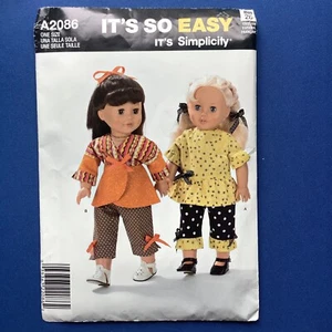 Simplicity Pattern A2086 One Size 18" Doll Clothes Its So Easy Uncut - Picture 1 of 3