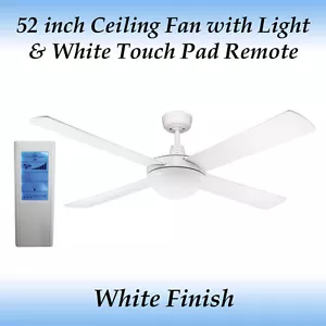 Genesis 52 inch White Ceiling Fan with Light and White Touch Pad Remote - Picture 1 of 4