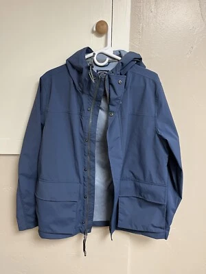 J.CREW Brunswick дождевик синий размер маленький с капюшоном молнии кнопки - Изображение 1 из 4