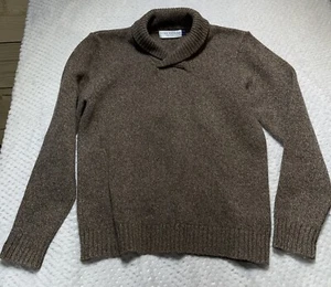 Peter Manning NY Sweater Mens  M Brown 100% Wool Shawl Collar Lux Business - Picture 1 of 10