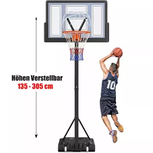 Basketballkorb Basketballständer 135-305cm Höhenverstellbar Korbanlage mitRollen - Bild 1 von 8