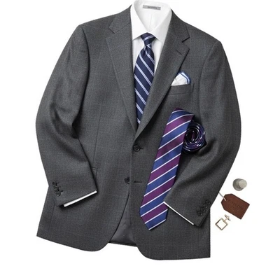 Blazer Samuelsohn Greenwich Super 120s Lana Cuadros Gris Dos Botones Abrigo Deportivo 42 Foto 1 de 4