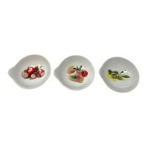 Stuffed Peppers Green Olives and Prosciutto Porcelain Tapas Bowls Set of 3 New - Picture 1 of 5