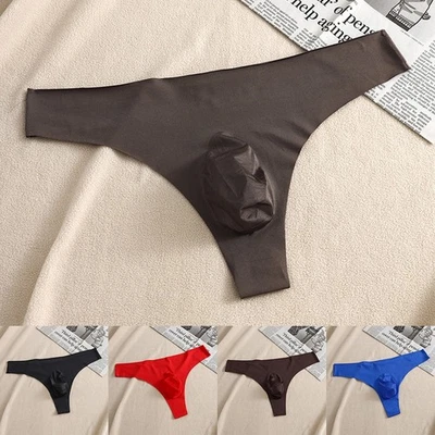 Mens Ice Silk Briefs Sexy Mens Underwear Ice Silk Fabric Low Waist Design - Image 1 of 4