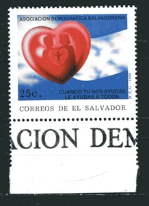 EL SALVADOR 1989, HEART, DEMOGRAPHIC ASSOC. - 27TH ANNIVERSARY, Scott 1206, MNH - Picture 1 of 1