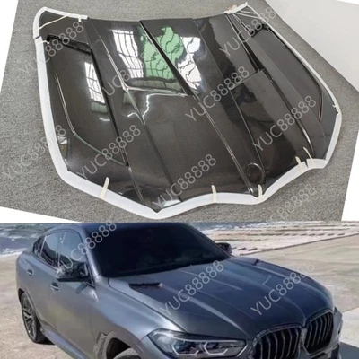 Cubierta de capó ventilada de carbono real estilo LD para BMW X5M F95 X6M F96 LCI Foto 1 de 4