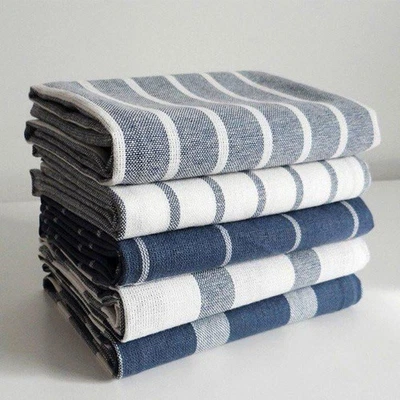 1pc 46x70cm Blue Geometric Cotton Tea Towel Plaid Stripe Kitchen Napkin Cloth - Image 1 of 4