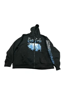 Corpse Bride Men’s Hoodie Jumper Size M Black Cyber Grunge Full Zip Tim Burton - Picture 1 of 7