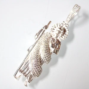 Saint Jude Pendant Silver Tone 14.98g Iced Out Religious Necklace Charm 925 MX - Picture 1 of 9