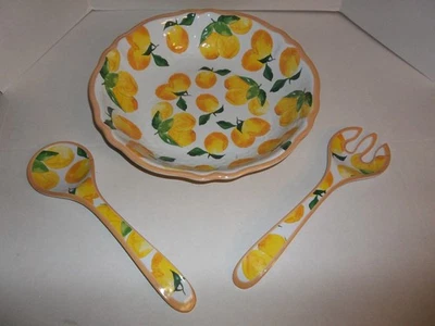 "Cuchara y tenedor para servir de melamina Rachel Ashwell The Farmhouse limón 13,75""" Foto 1 de 4