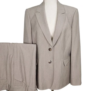 Traje Pantalón Tahari Arthur S. Levine Mujer 12 Rosa Negro Mancha Tweed Carrera Clásico - Imagen 1 de 18