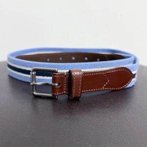 Polo Golf Ralph Lauren Blu Navy Bianco Righe Pelle Fine Tessuto Cintura 34 - Foto 1 di 11
