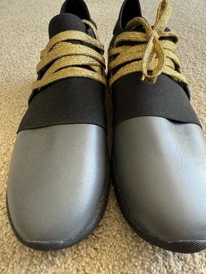 Italian brand Sneakers men10/11 gray/gray gold lace sneaker  New - Image 1 of 4