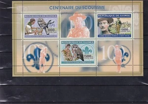Guinea souvenir sheet centenary of scouting owls birds Baden powell 2007 - Picture 1 of 1