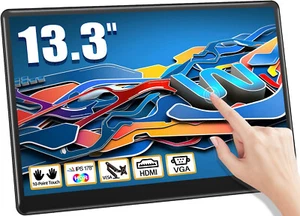UPERFECT 13.3 inch Portable Monitor Touchscreen Screen HDMI VGA VESA 1920x1080 - Picture 1 of 12