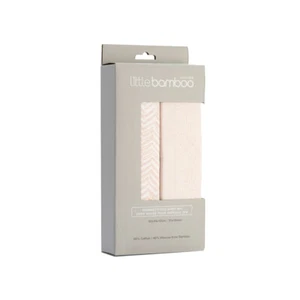 Set of 2 Little Bamboo Jersey Fitted Sheet Bassinet Size Herringbone Dusty Pink - Picture 1 of 2