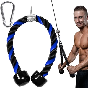 Tricep Rope Cable Attachment Pulldown Heavy Duty Long Handle Nylon Rope Anti-Sl - Picture 1 of 12