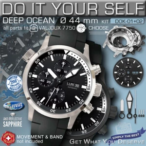 DO IT YOURSELF KIT: 7750 ETA-VALJOUX, DEEP OCEAN, 44 MM, 200M,  KIT 01+02,  - Picture 1 of 13