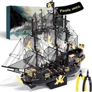 Piececool Black Pearlsailing ship 3D Puzzle  Metallic Nano Puzzle New From Japan - Picture 1 of 6
