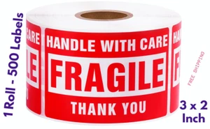 Shipping Stickers Roll Handle with Care Adhesive Fragile Labels Stickers Moving - Picture 1 of 1