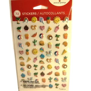 Summer Fun Food MIni Puffy Stickers 72 Kids Crafting American Greetings - Picture 1 of 4