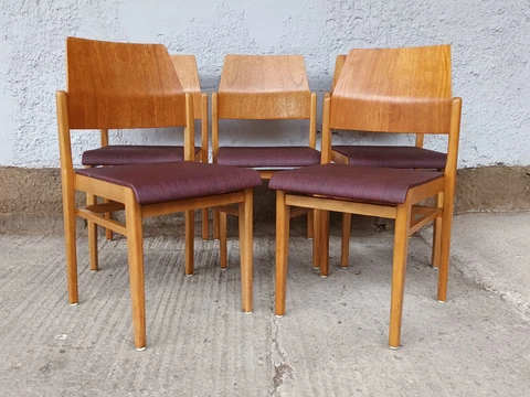 Designer Stacking Chair Dining Room Chair Vintage Plywood 60er Walnut 1/42 Cover