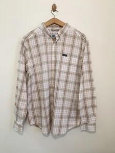 Columbia Mens Hiking Button Up Shirt Plaid Long Sleeve Outdoors Sz L Beige Tan - Picture 1 of 8