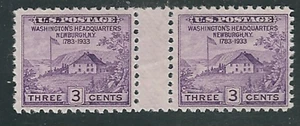 Scott #727...3 Cent...Washington's HQ...Pair With Vert. Gutter...Mint No Gum - Picture 1 of 1