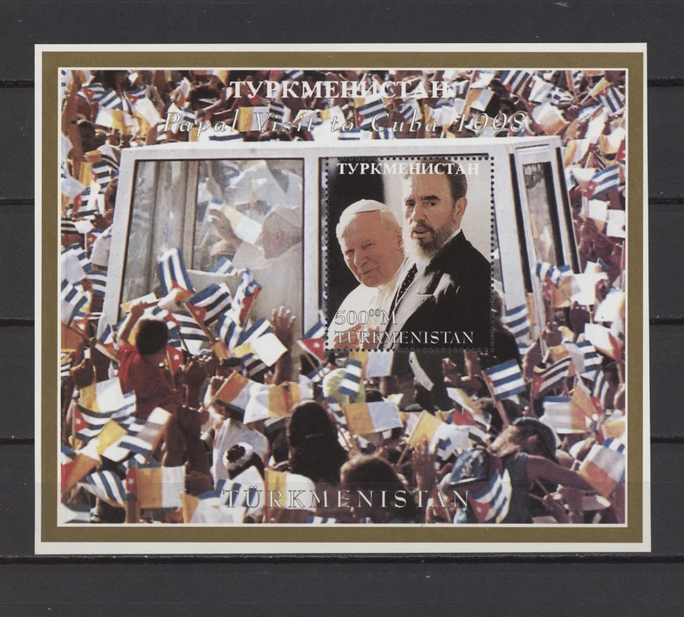 s42062 TURKMENISTAN MNH** 1998 Pope John Paul II Fidel Castro S/S Foto 1 de 1