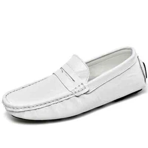 Men's Genuine Leather Casual Shoes Fashion Comfortable Non-slip Flats Loafers - Picture 1 of 32