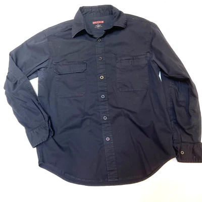 Camisa masculina Craftsman Workwear média preta sarja bolso manga longa botão para cima - Imagem 1 de 4