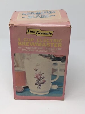 Vintage McCrory Cerámica Fina 4 Tazas Eléctrico Brewmaster Rosas Rosa Foto 1 de 4