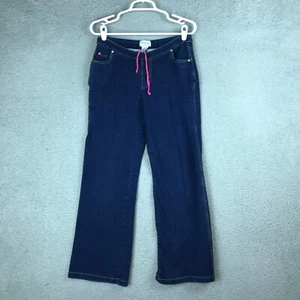 Pajama Jeans Womens Mid Rise Drawstring Straight Stretch Blue Jeans Size M 30X28 - Picture 1 of 10
