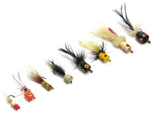 Various Cork Popper Feathertail Vintage Fishing Lures - Mixed Lot of 8 - Picture 1 of 15