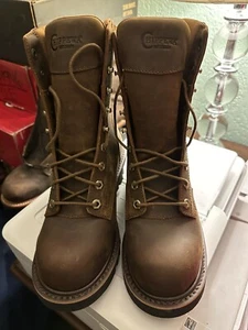 mens work boots Motorcycle Nubuck Chippewa 8E Steel Toe#73236 Logger - Picture 1 of 5