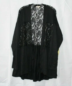 Cárdigan frontal abierto de papel + camiseta floral de encaje negro 2X - Imagen 1 de 8