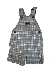 Osh Kosh B'Gosh Shortalls Overalls Boy's 2T Blue Plaid One Piece Shorts - Picture 1 of 10