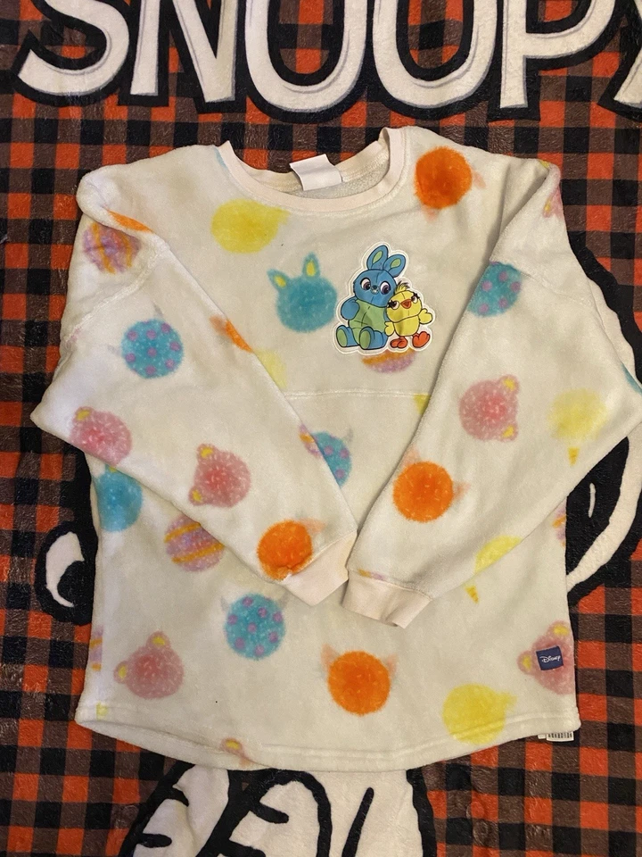 Disney Spirit Jersey Adult Large White Fuzzy Sulley Ducky Red Fleece Pixar - Image 1 of 4