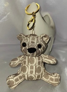 Carolina Herrera Stil Teddybär Schlüsselanhänger/Taschenanhänger goldfarbene Hardware 4"X4,5" - Bild 1 von 4