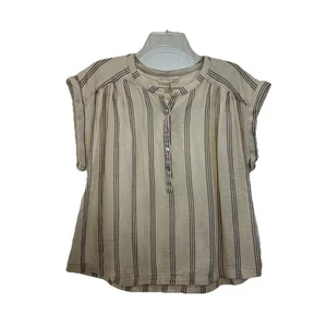 Blusa de tela By Together Two Play para mujer pequeña manga corta algodón a rayas nueva con etiquetas  - Imagen 1 de 6