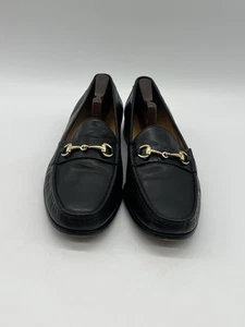 Cole Haan Ascot Men 10.5M Black Leather Gold Horse Bit Slip On Loafers Shoes. - Picture 1 of 14
