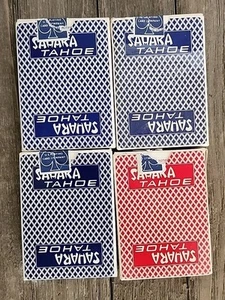 4 Vintage Decks Nevada Casino SAHARA TAHOE Playing Cards Red & Blue w Cellophane - Picture 1 of 4