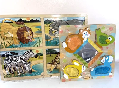 LOT 2 MELISSA & DOUG Puzzles Safari  4 in 1 +Early Learning 1+ Pets Tactile - Изображение 1 из 4